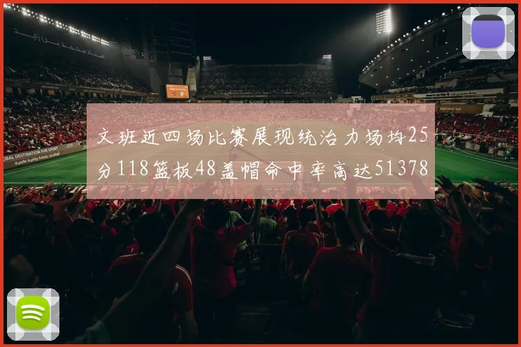 文班近四场比赛展现统治力场均25分118篮板48盖帽命中率高达513782
